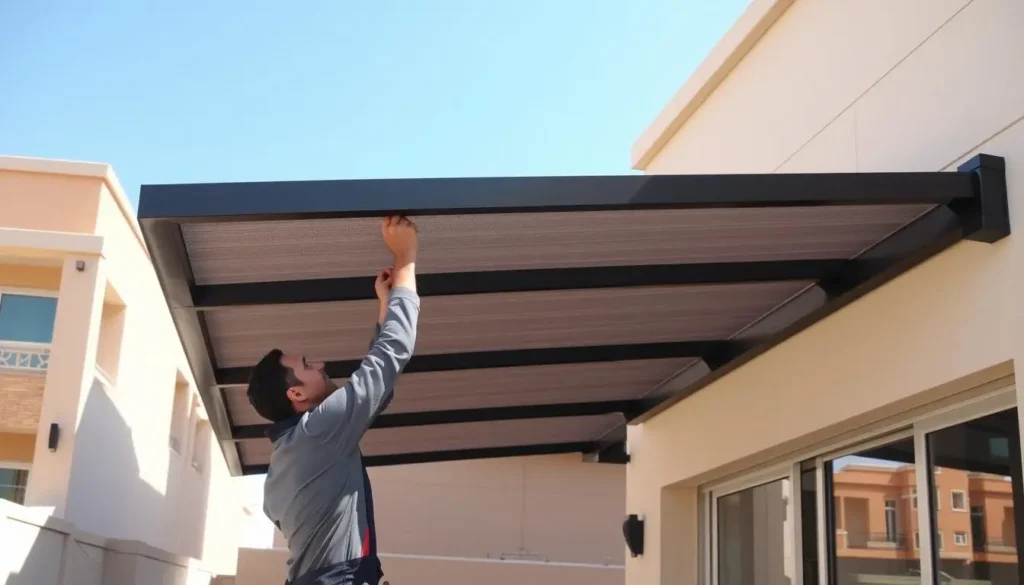 فني تركيب مظلات حديد بالقطيف